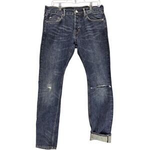 AllSaints Jeans Mens Blue Selvedge Pistol Thrashed Whiskers Honeycomb Fits 32x32